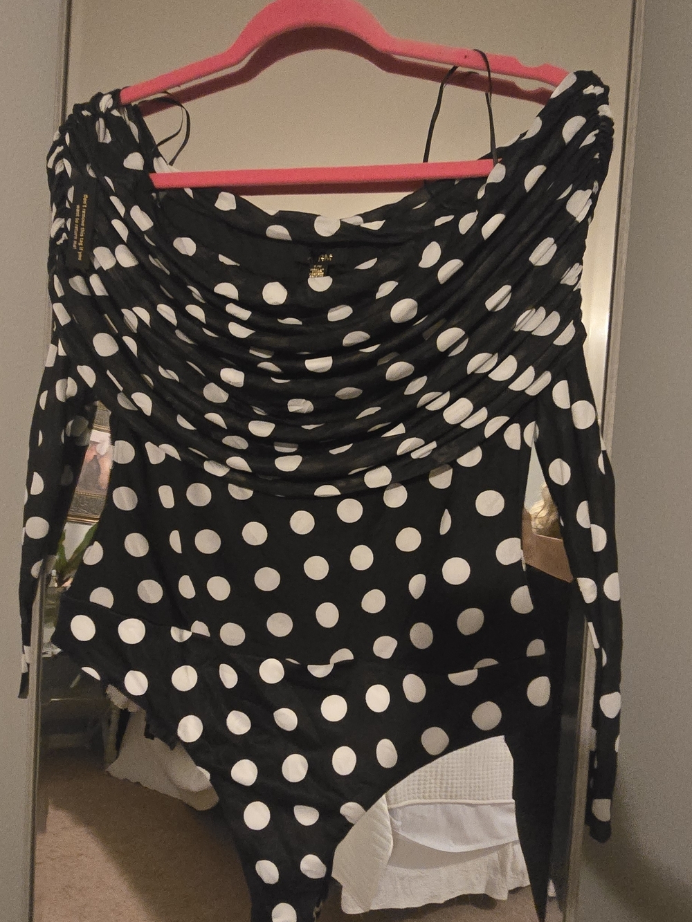 NWT Anthropologie x AFRM Maxine Polka Dot Off-The-Shoulder Bodysuit